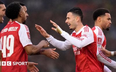 Portsmouth 1-4 Arsenal: Gabriel Martinelli hat-trick sends Gunners through