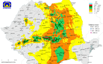 HARTA zonelor din România cu cel mare strat de zăpadă după viscol. Care sunt cele mai afectate zone