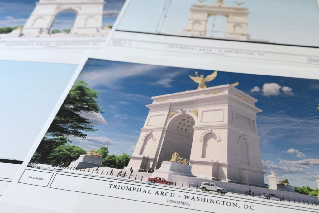 Donald Trump propune construcția unui monument impresionant în Washington, cu o înălțime de 76,2 metri, amintind de Statuia Libertății, dar cu accente aurii și mesaje patriotice
