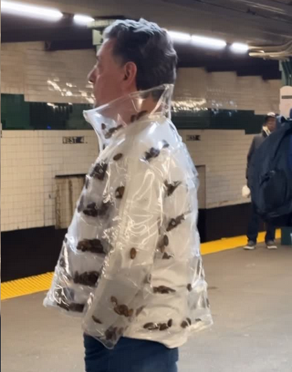 Un bărbat din New York a atras atenția generală după ce a fost văzut purtând o geacă plină cu gândaci de bucătărie în metrou, imaginile devenind rapid virale pe rețelele de socializare și stârnind o serie de reacții diverse din partea internauților