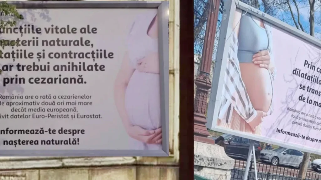 Senatoarea Cynthia Păun cere eliminarea panourilor publicitare care compară nașterea naturală cu cezariana, considerând mesajele discriminatorii și lipsite de respect față de femei