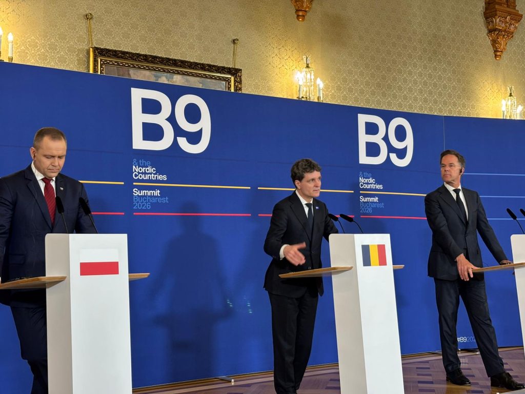 Președintele Nicușor Dan, alături de omologii săi din Polonia și secretarul general al NATO, Mark Rutte, a susținut o conferință de presă la Palatul Cotroceni, după încheierea summitului B9