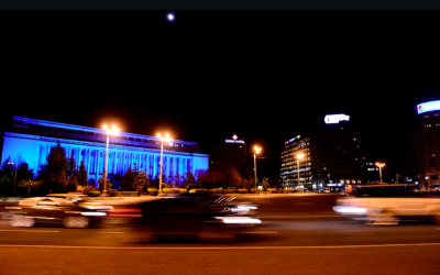 Palatul Victoria, în culorile UE de Ziua Europei