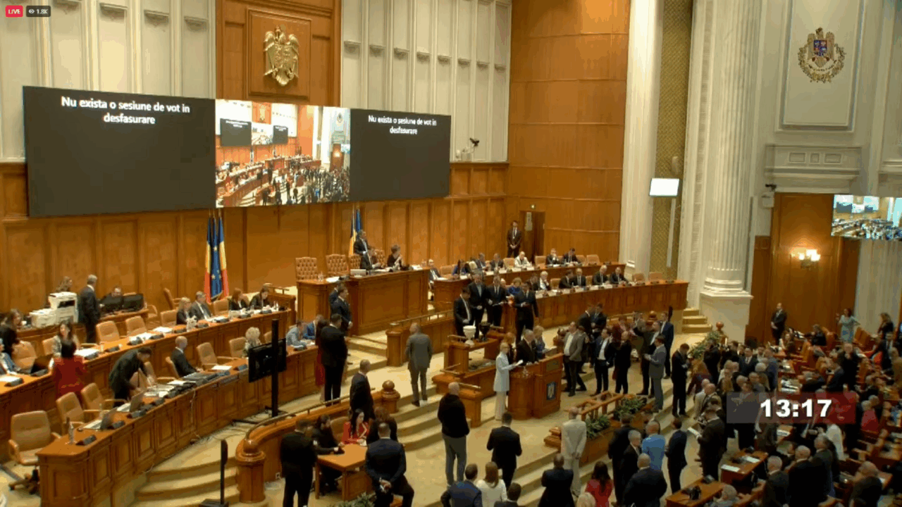 Un moment tensionat a marcat începutul strigării listei de prezență în Plenul Reunit al Parlamentului României, în contextul votului pentru moțiunea de cenzură