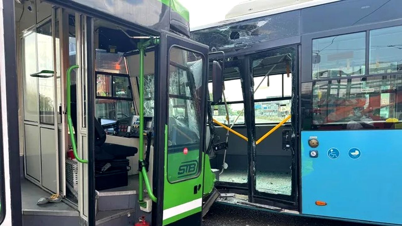 Autobuz și tramvai, ciocnire la Piața Sudului: haos în București