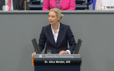 Alice Weidel denunță prăbușirea economică a Germaniei și amenințările la adresa locurilor de muncă Lidera naționalistă a partidului „Alternativa pentru Germania” (AfD), Alice Weidel, a lansat un atac virulent asupra stării economice a țării, în cadrul unui discurs susținut în Bundestag