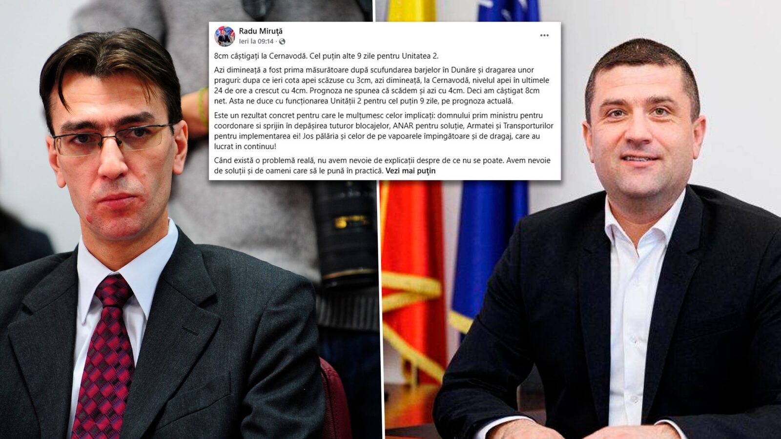Contradicții privind nivelul Dunării la Cernavodă Avocatul Adrian Toni Neacșu, fost judecător și membru al Consiliului Superior al Magistraturii (CSM), contrazice afirmațiile ministrului interimar al Apărării, Radu Miruță, referitoare la efectele scufundării a patru barje în Dunăre asupra nivelului apei necesar funcționării Unității 2 de la Centrala Nucleară Cernavodă