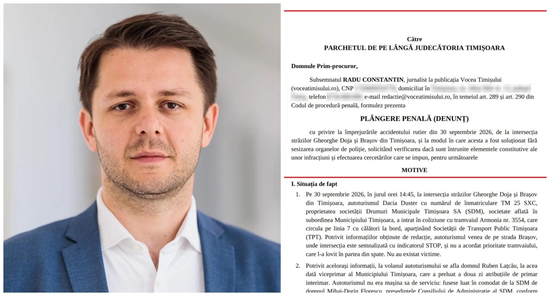 Noul edil USR al Timișoarei, Ruben Lațcău, se confruntă cu o plângere penală depusă la Parchetul de pe lângă Judecătoria Timișoara